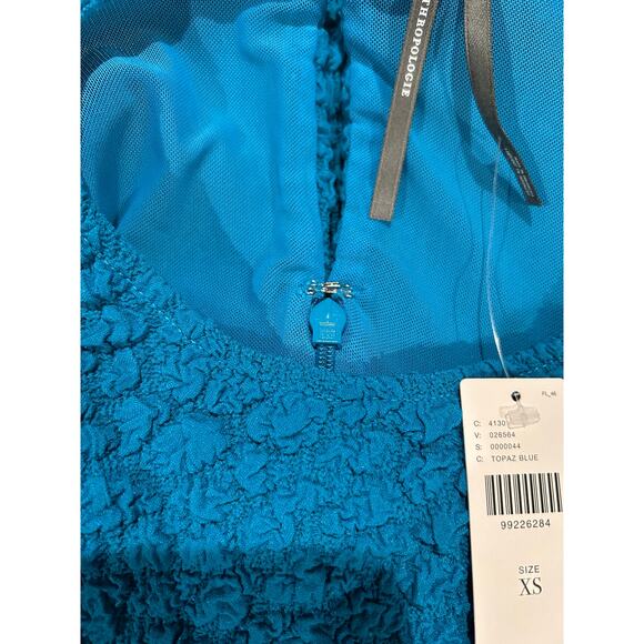 ANTHROPOLOGIE NWT $148 Textured Mini Shift Dress Topaz Blue Size XS - Picture 9 of 12